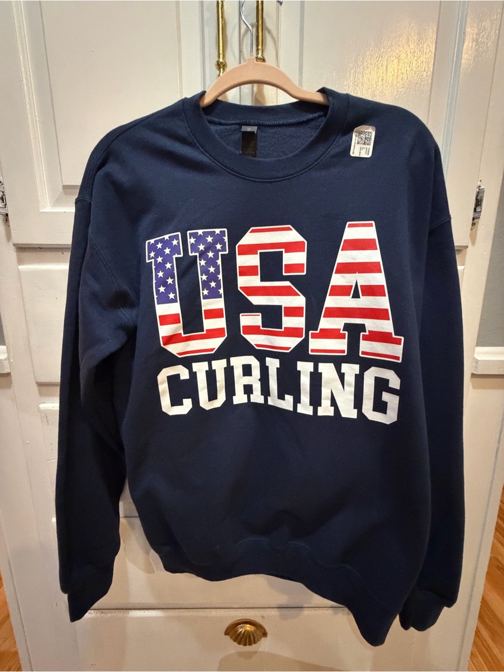 Gildan Heavy Blend USA Curling Graphic Crewneck Fleece Sweatshirt NWT unisex M